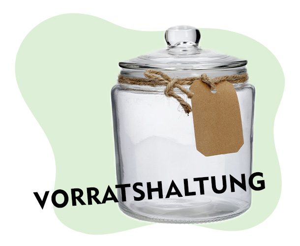 Transparentes Vorratsglas mit Deckel verlinkt auf Vorratsgläser und Flaschen