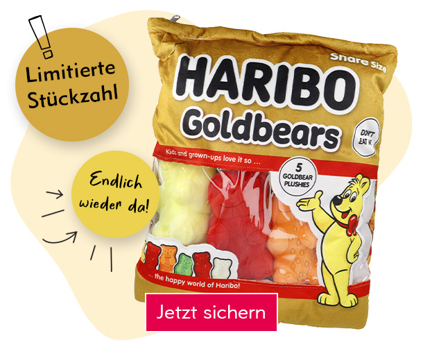Entdecke die XXL Plüschtüte Haribo bei Nanu-Nana Die Haribo Kuscheltier Food-Tüte verlinkt auf die Haribo Kuscheltier Food-Tüte