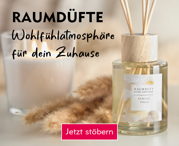 Entdecke Raumdüfte bei Nanu-Nana Ein Vanille-Raumduft vor einer Duftkerze verlinkt auf die Kategorie Raumdüfte
