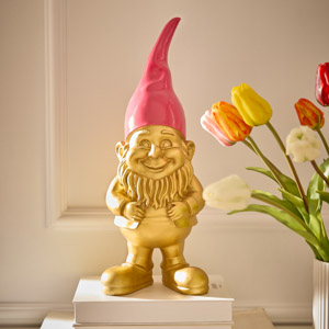 Wichtel mit Tulpen verlinkt auf die Kategorie Fr&uuml;hlingsdeko